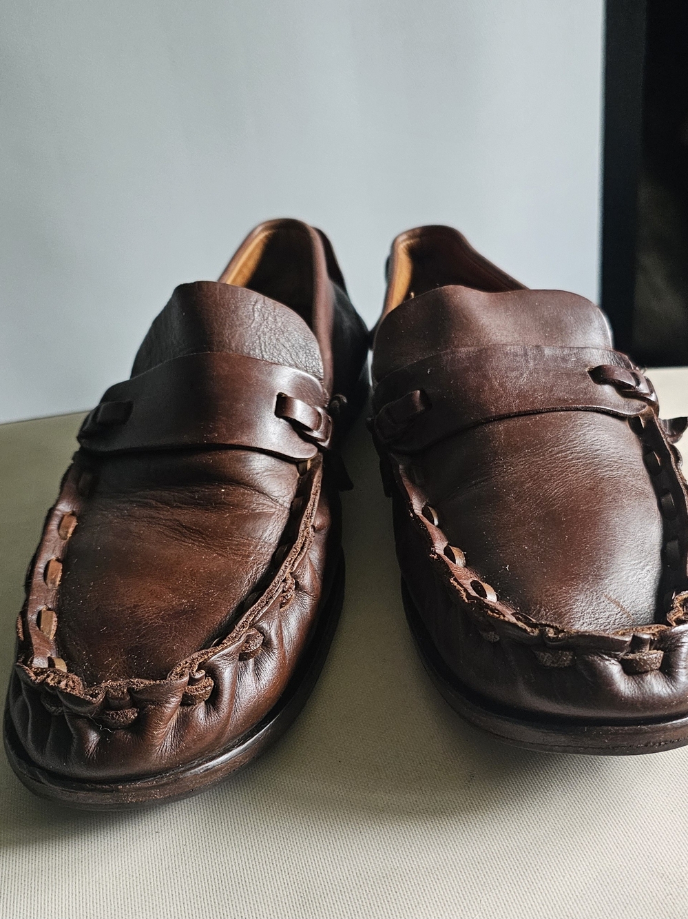John Varvatos Men's Brown Leather Penny Loafers